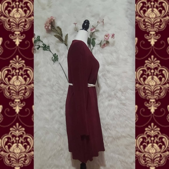 VINTAGE- 1990s Cotton ginny plus burgundy dress - Picture 3 of 7